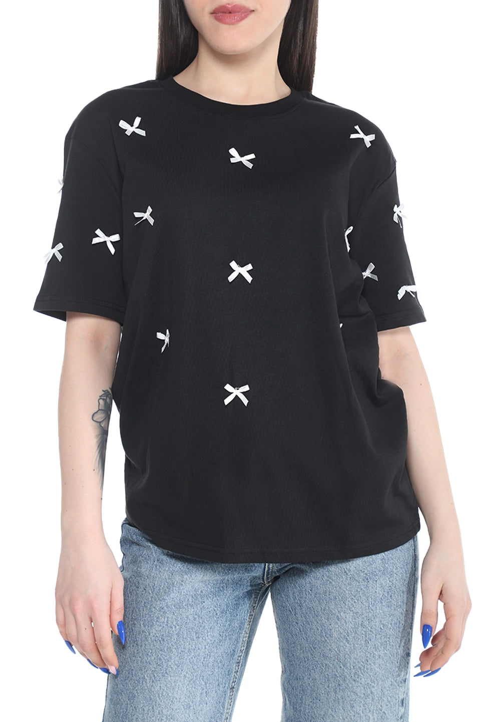 Black Cotton T-shirt With Design