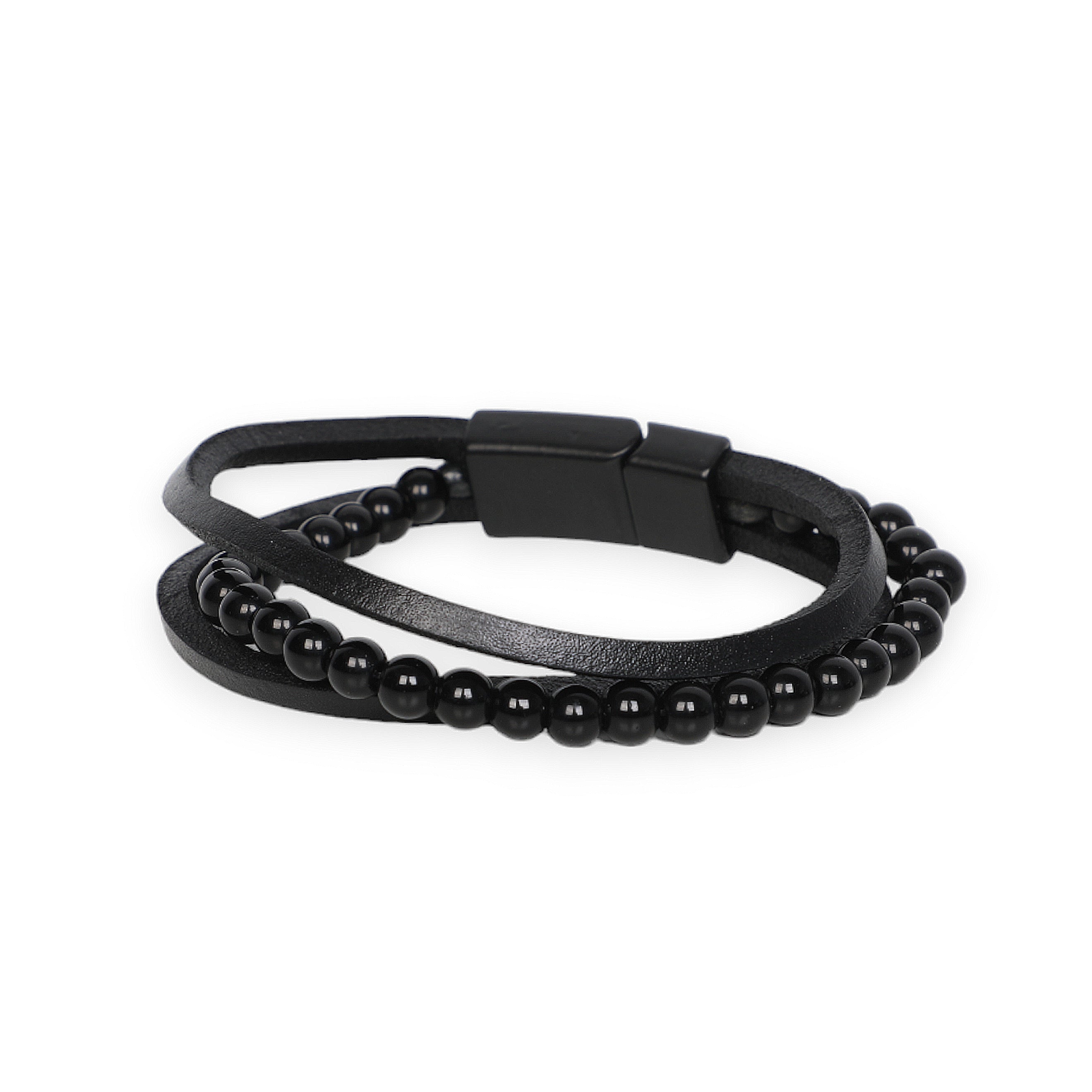 Men Black Designed Bracelet