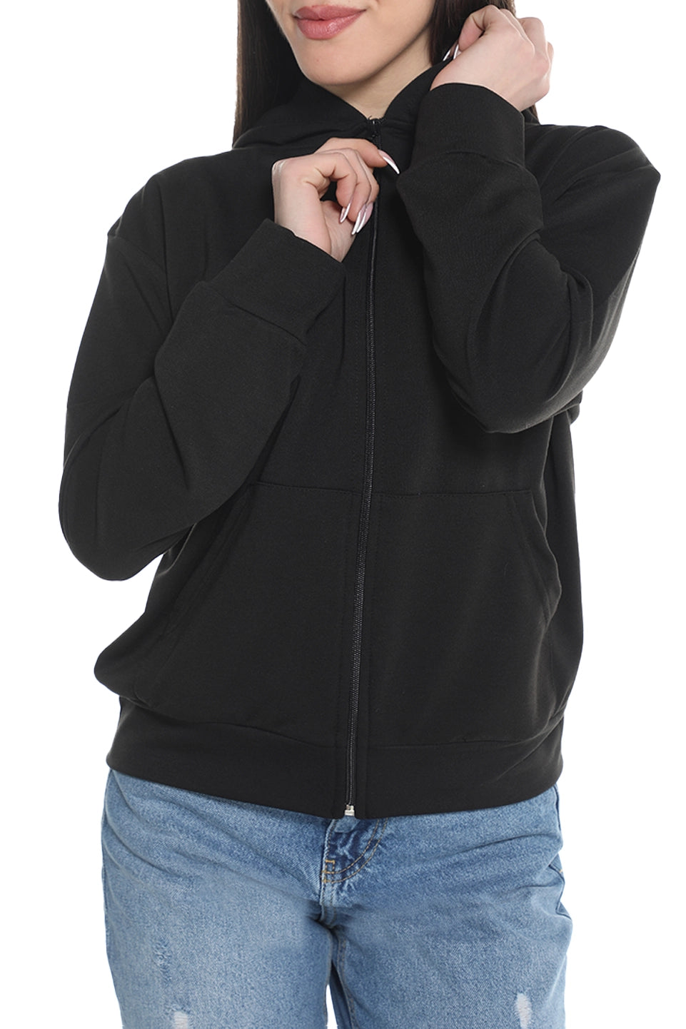 Black Cotton Jacket With Hood