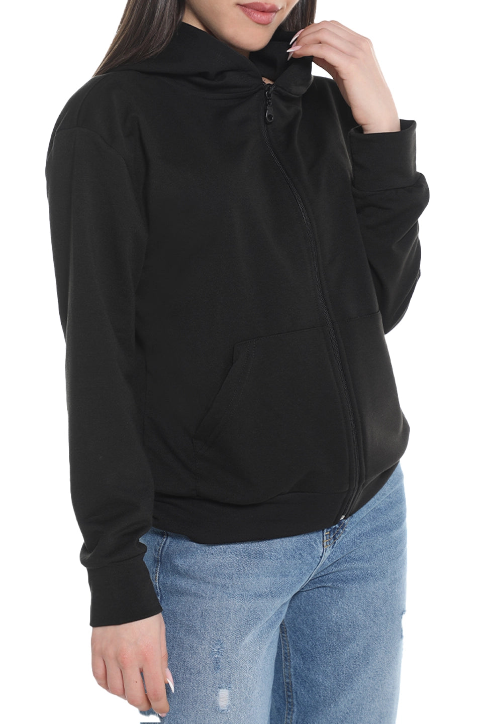 Black Cotton Jacket With Hood
