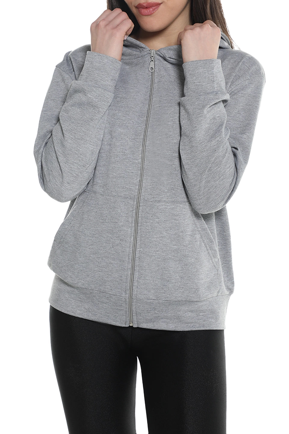Grey Cotton Jacket With Hood