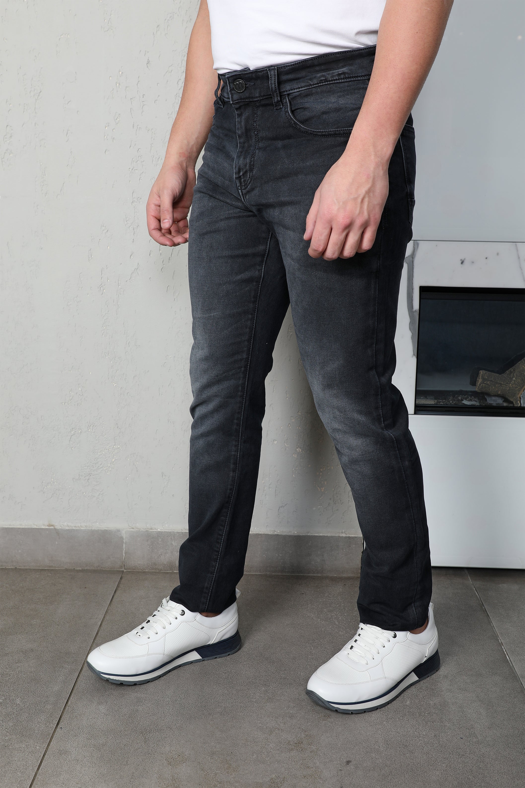Men's Skinny Fit Raw Denim Jeans (Black) – G-Style USA