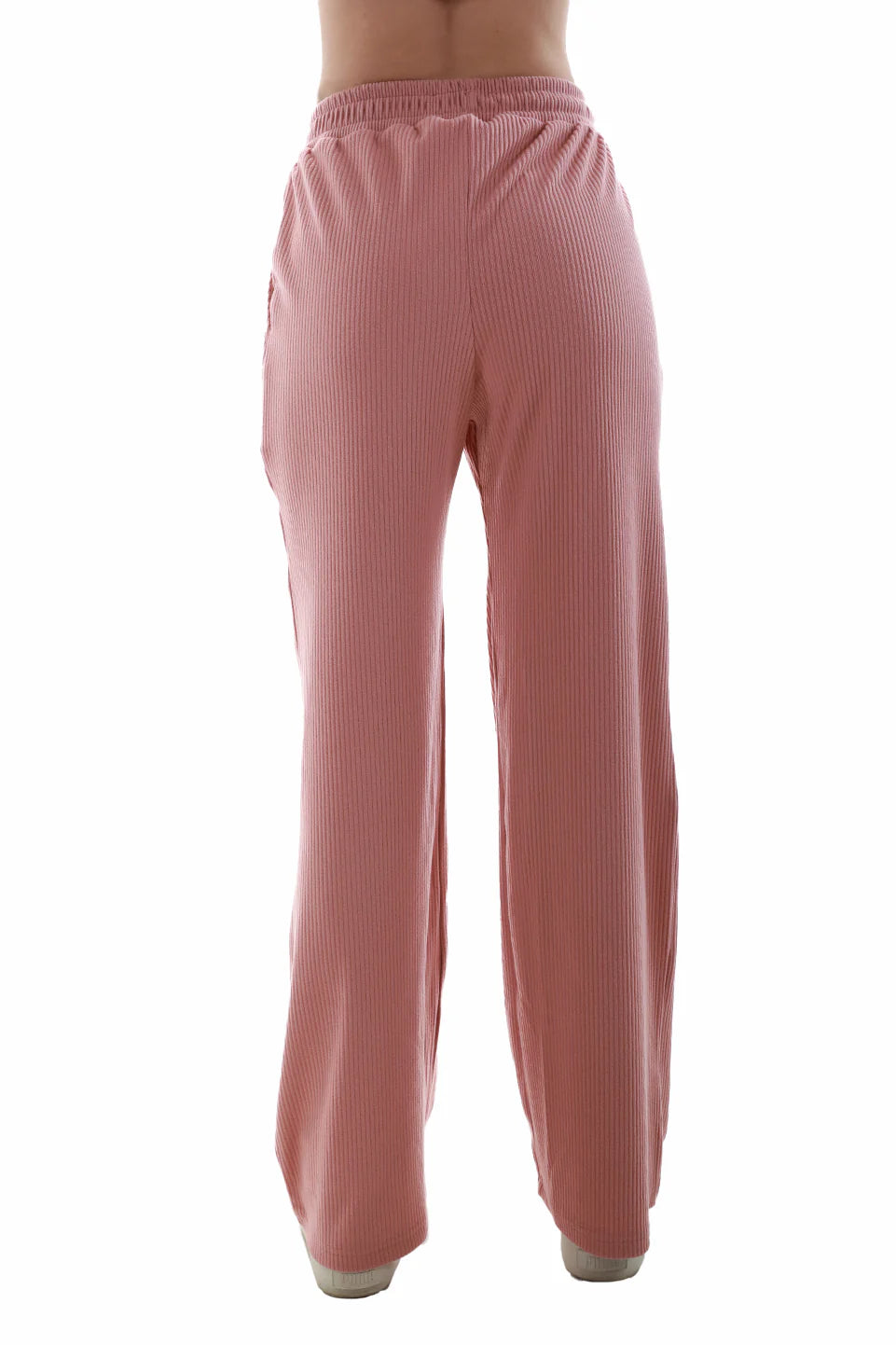 Velvet Pink Pants with Elastic Waist