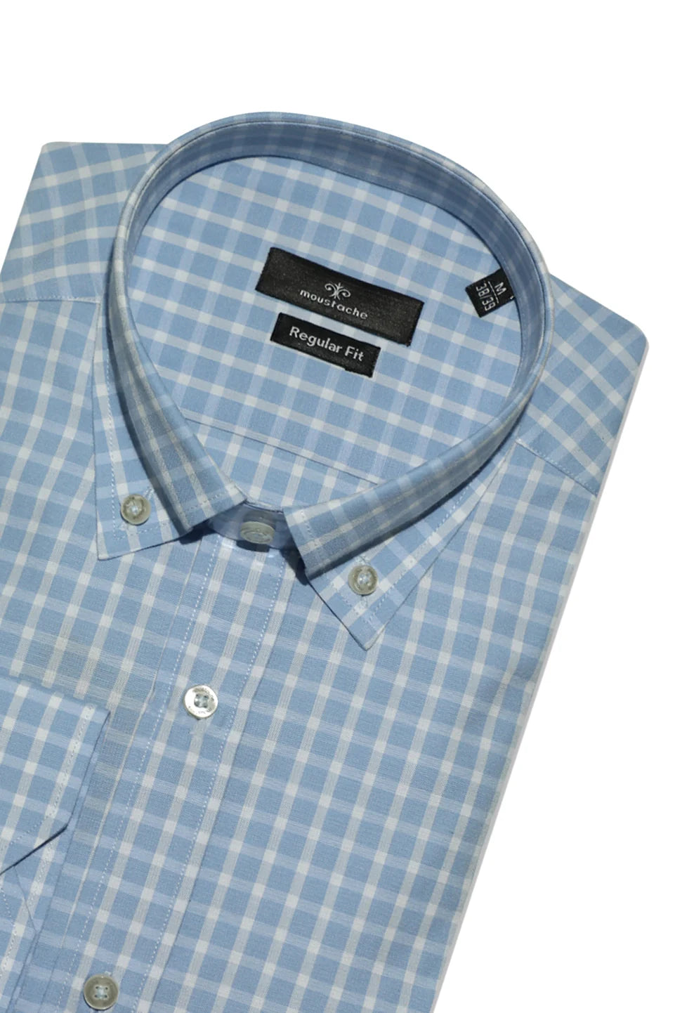 Blue Checked Casual Shirt With Button To Close