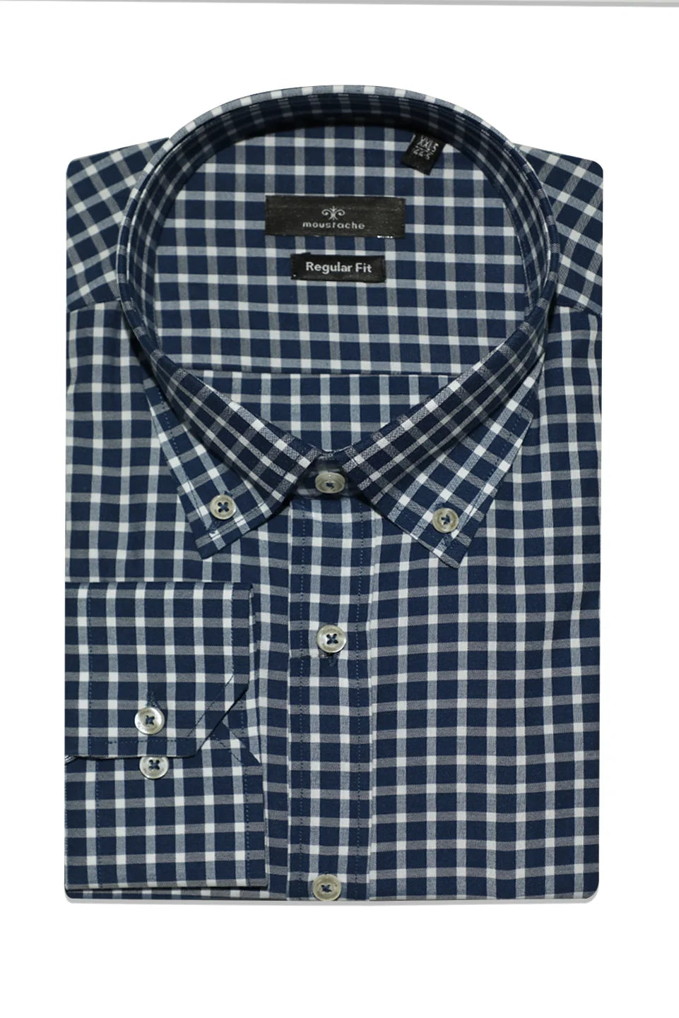 Dark Blue Checked Casual Shirt With Button To Close