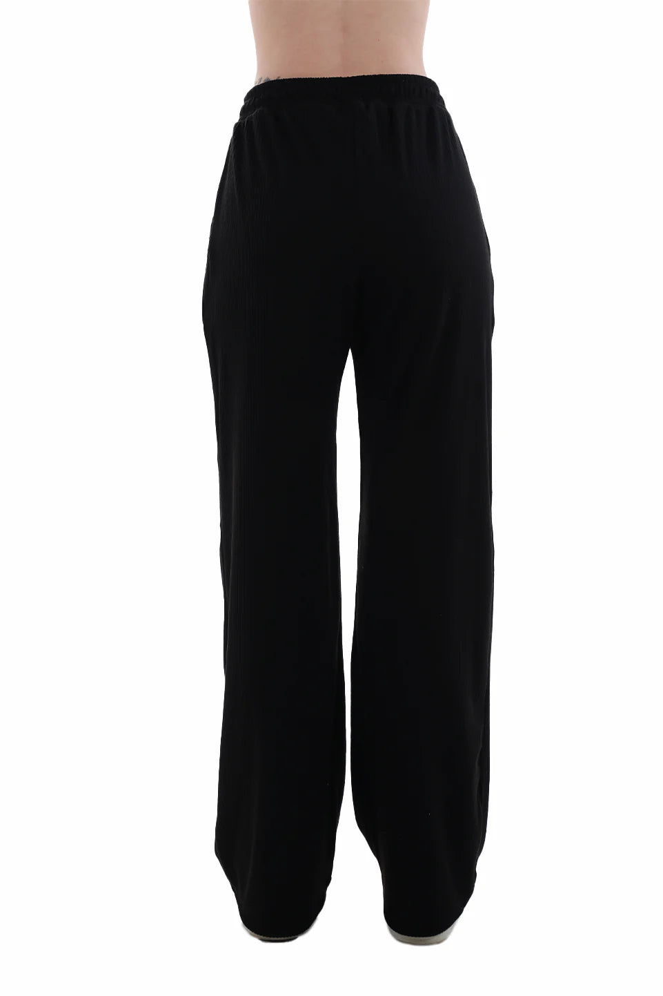 Velvet Black Pants with Elastic Waist