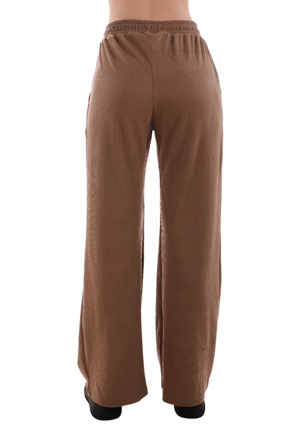 Velvet Light Brown Pants with Elastic Waist