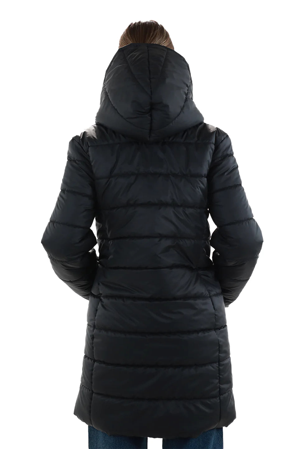 Long Black Puffer Jacket With Hood