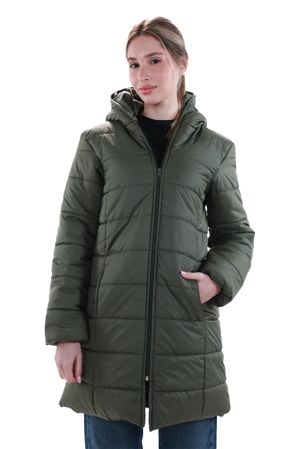 Long Military Puffer Jacket With Hood