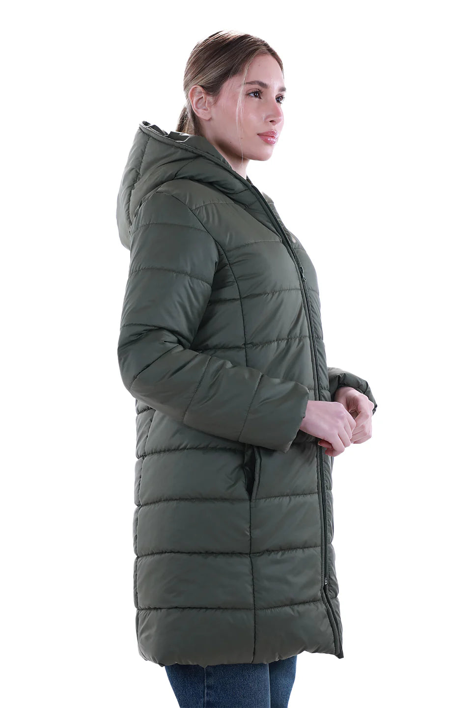 Long Military Puffer Jacket With Hood