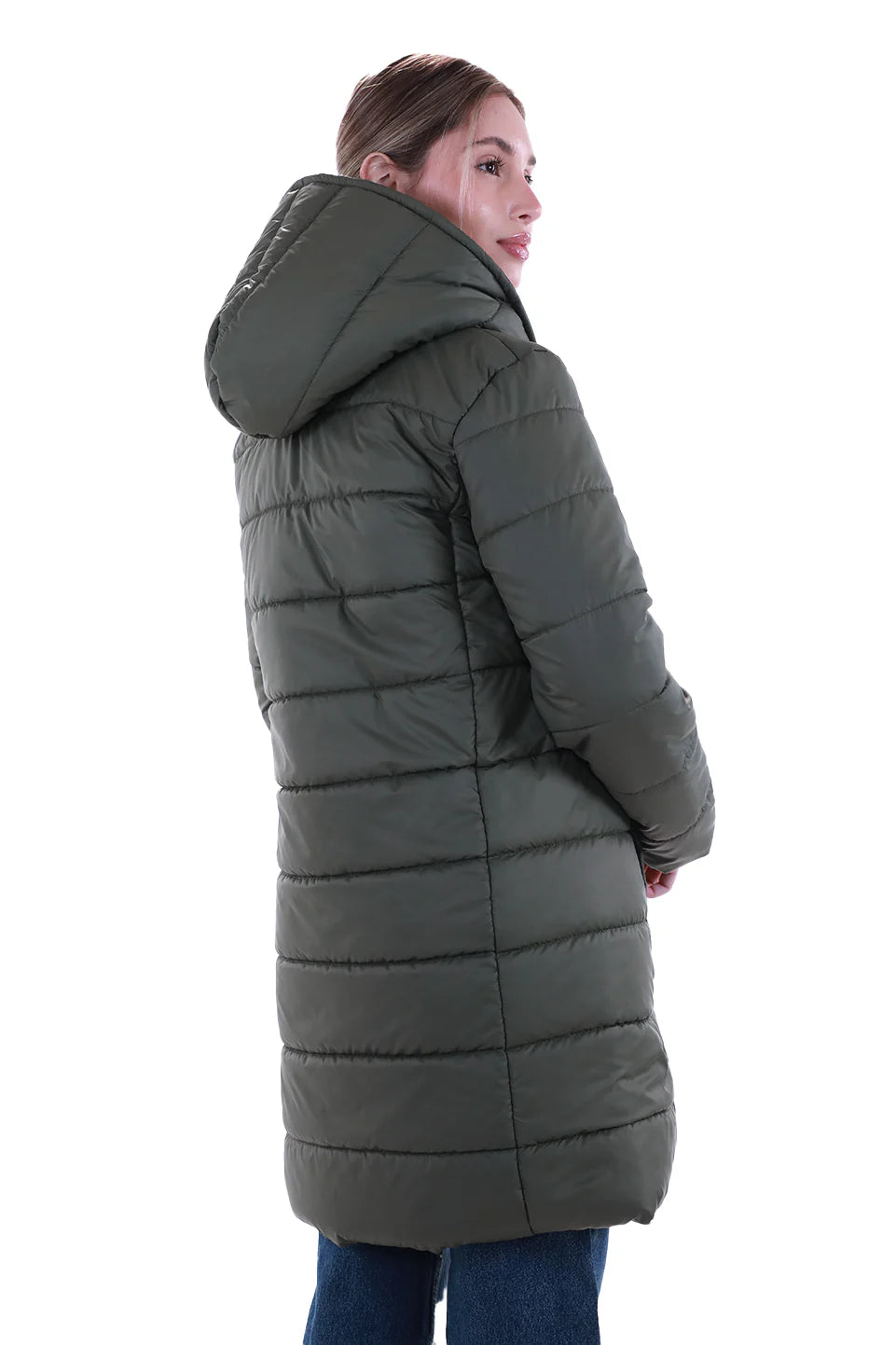 Long Military Puffer Jacket With Hood