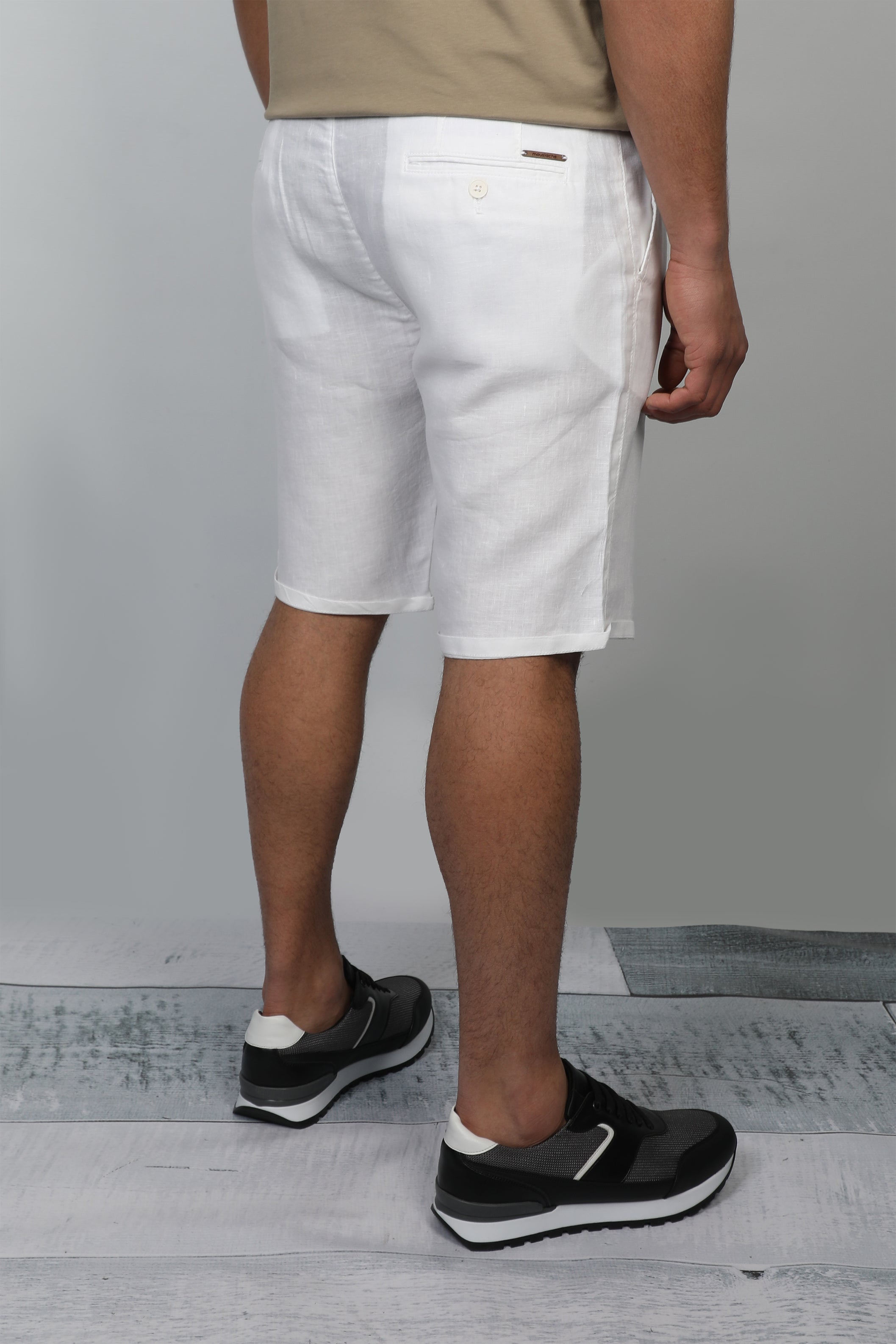 Men White Linen Short