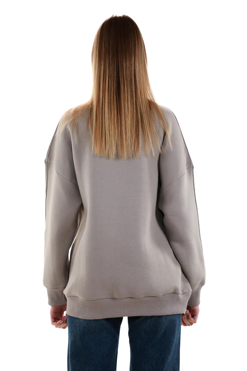 Long Sleeved Grey Sweater with Printed Front Design