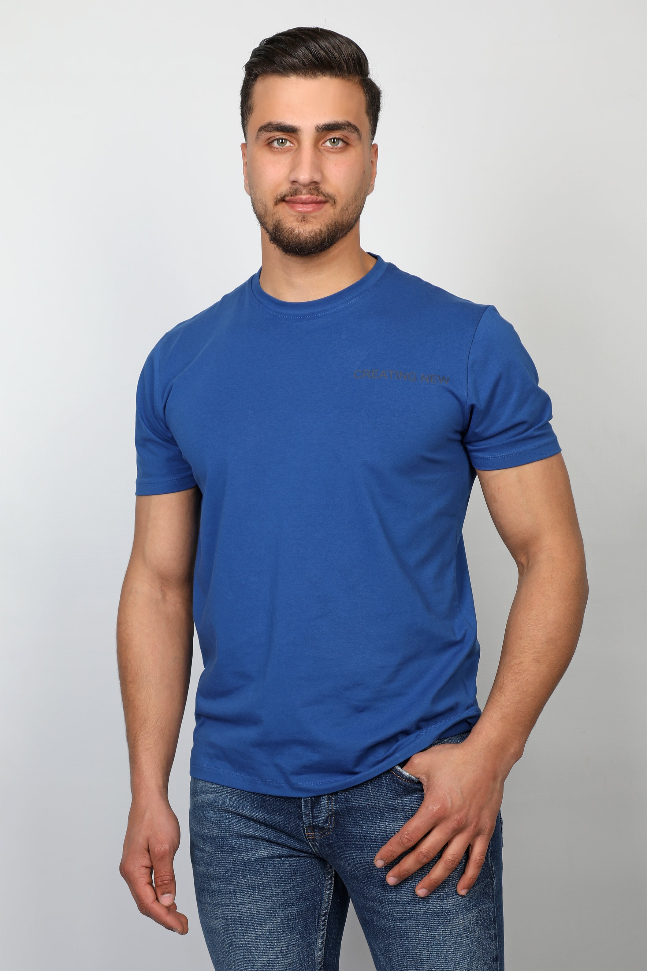 Men Blue T-shirt Front and Lower Back Design