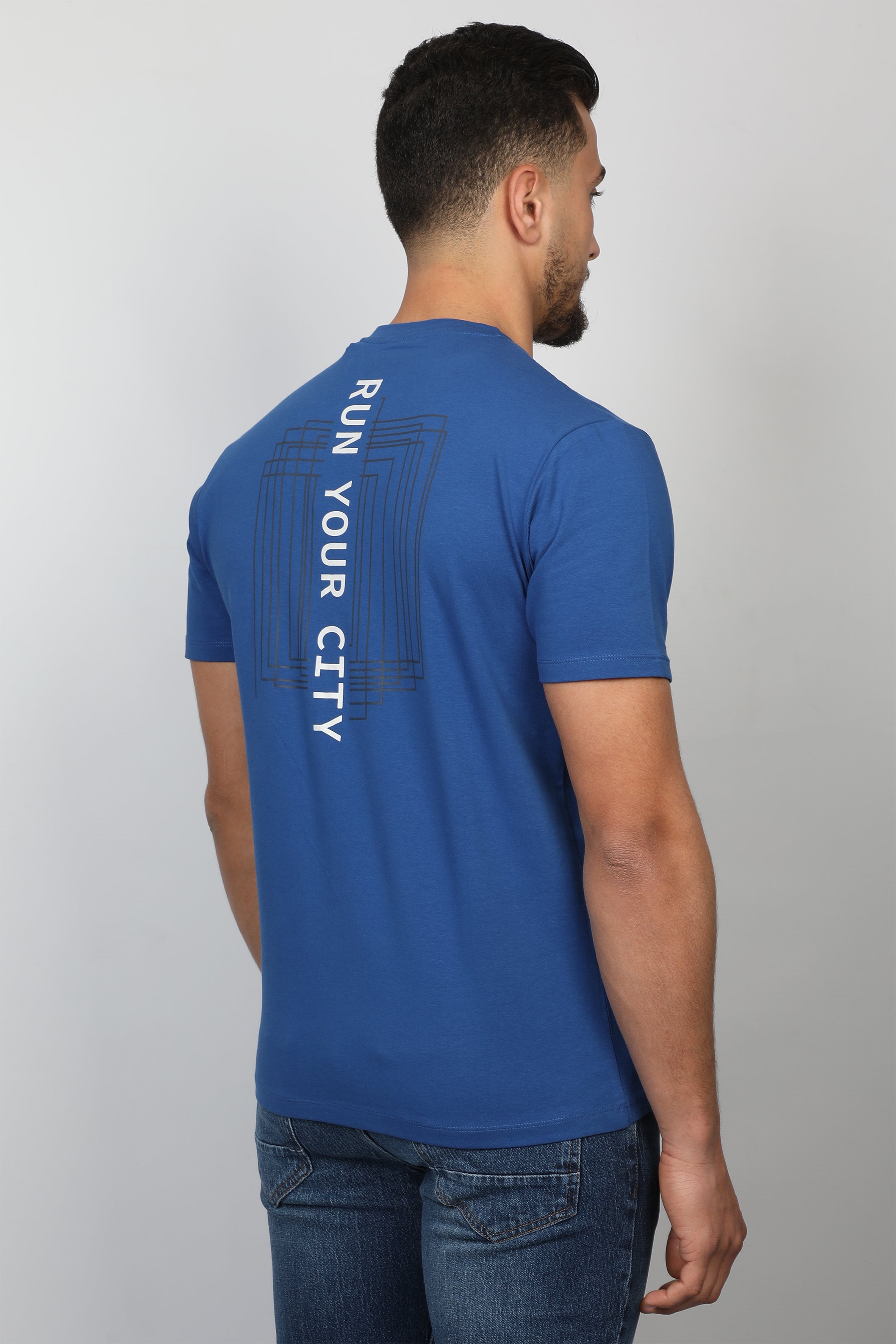Blue T-shirt With Number Front Design And Back Logo