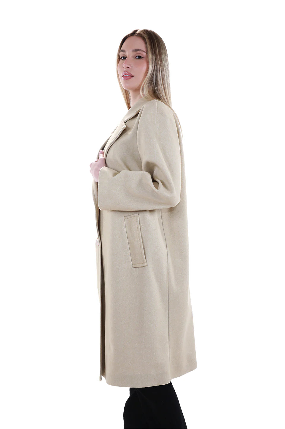 Beige Length Knee Coat