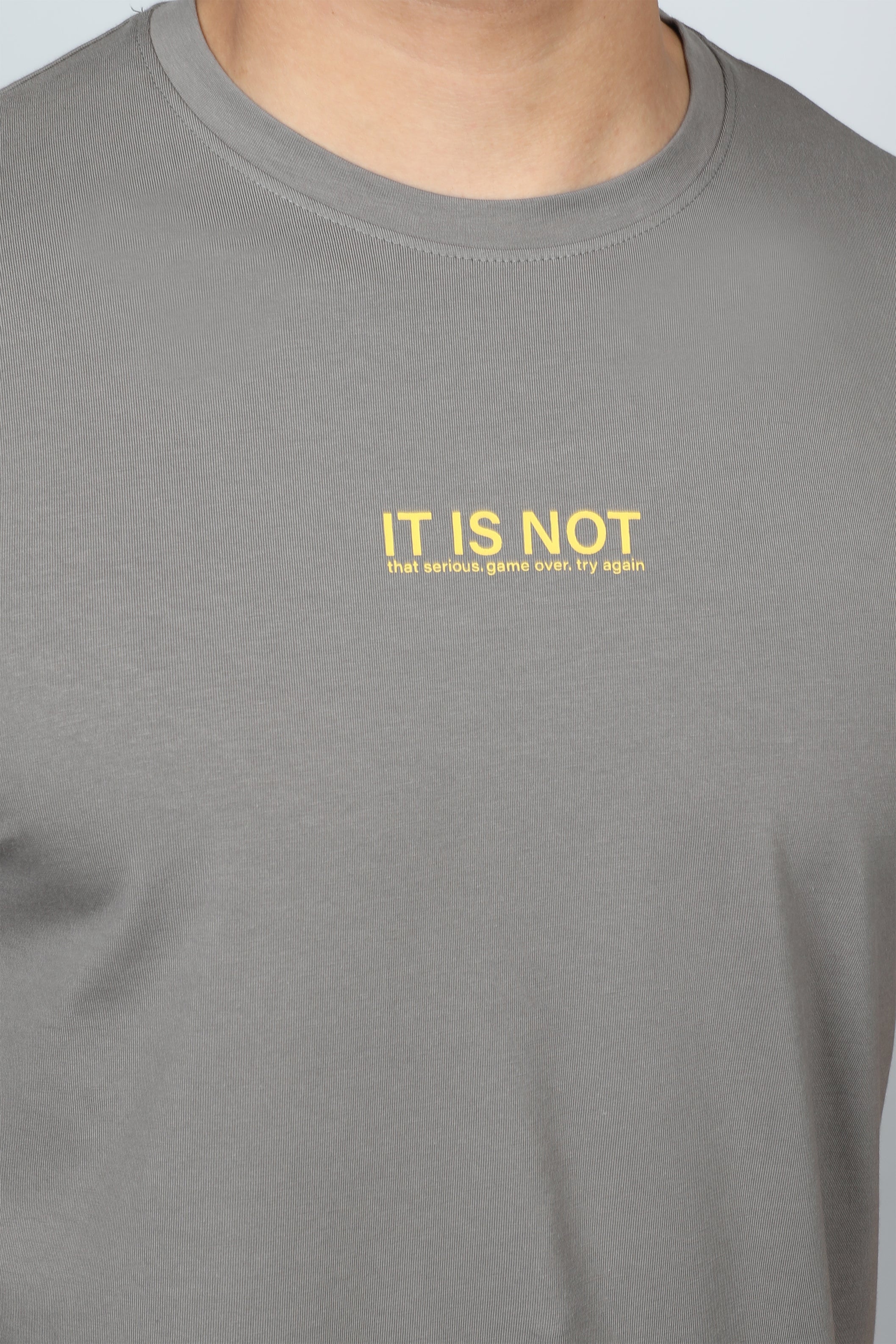 Men Light Grey T-shirt With Simple Design