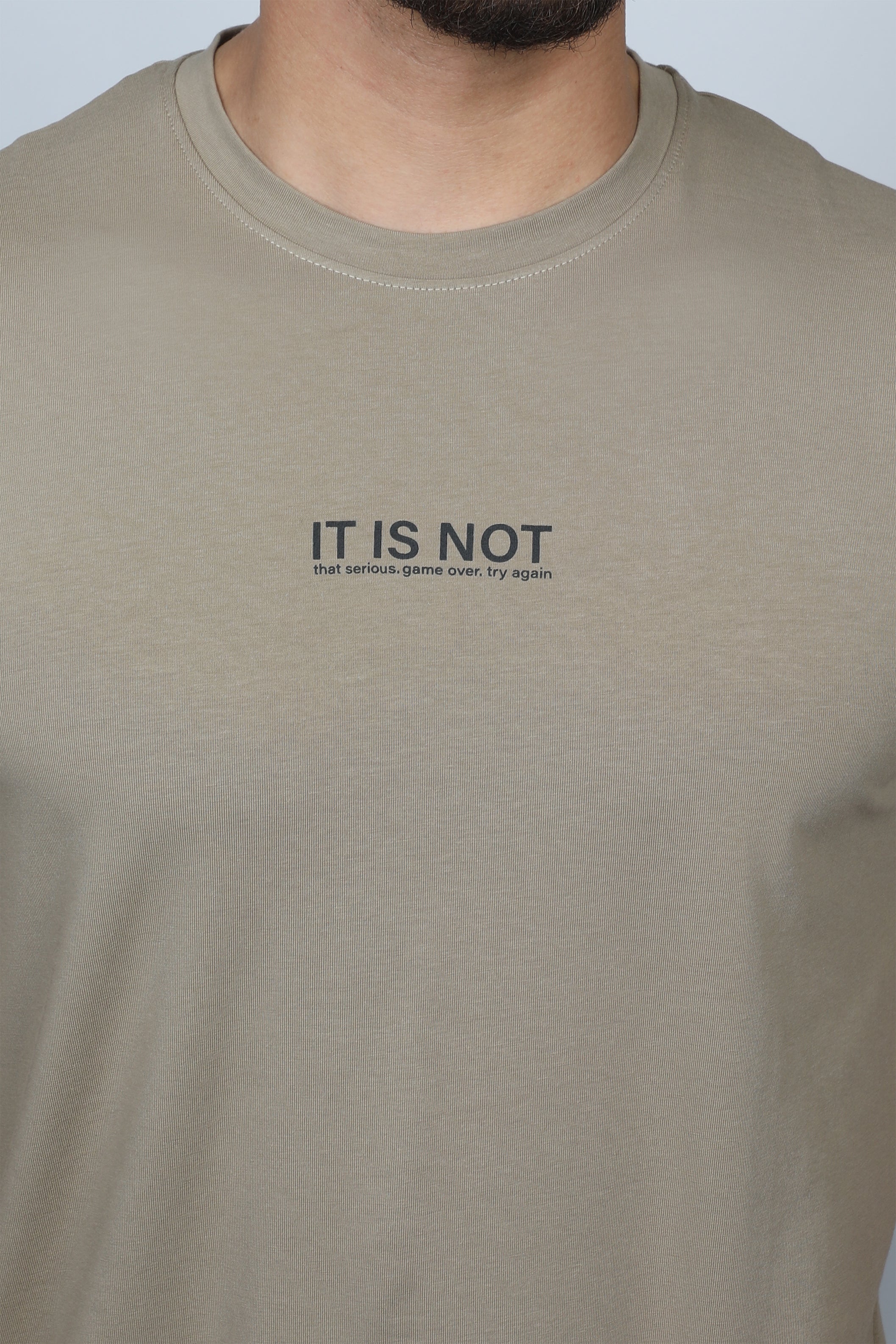 Men Light Khaki T-shirt With Simple Design