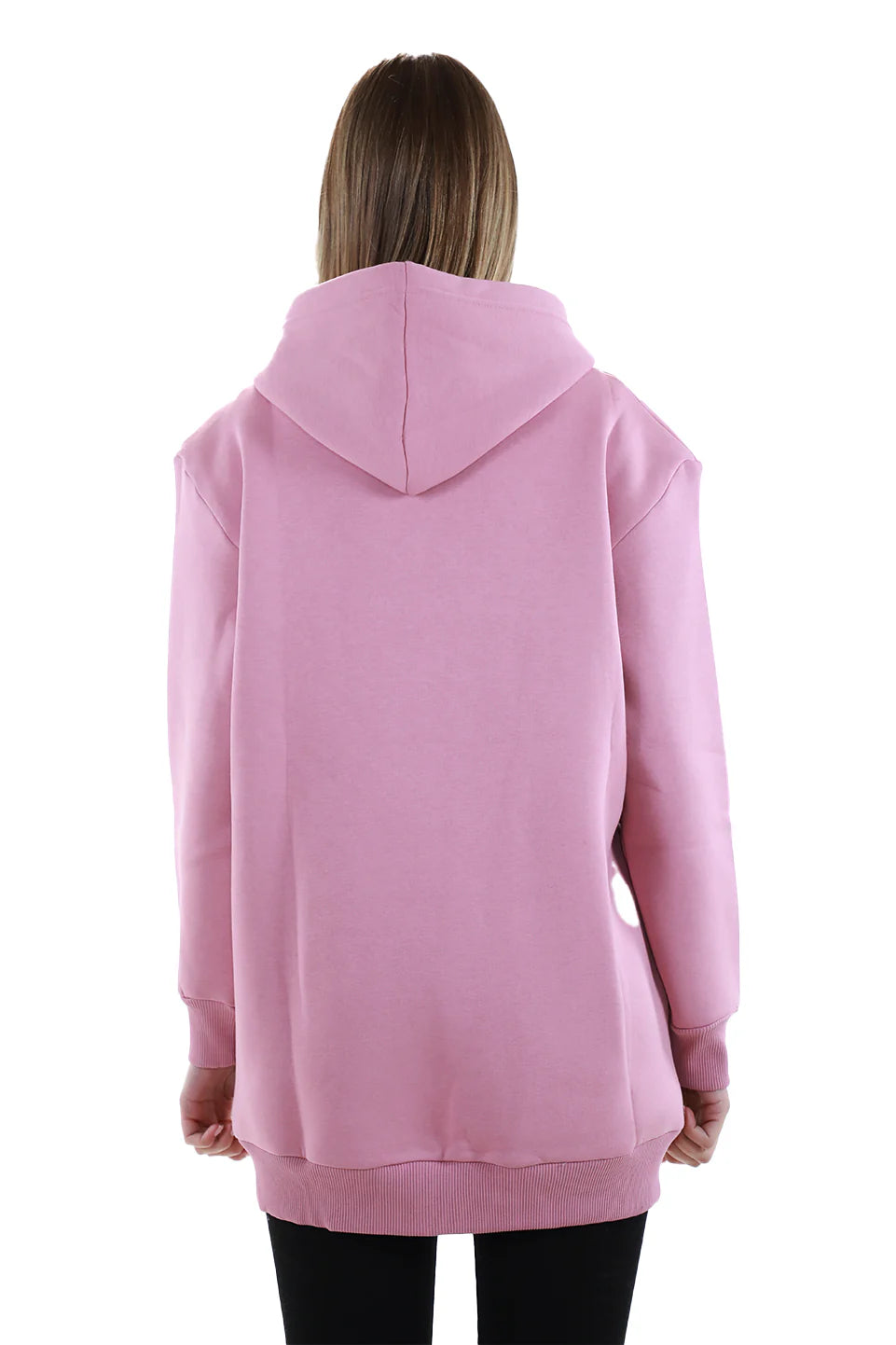 Long Pink Zippered Jacket Fleece Inside