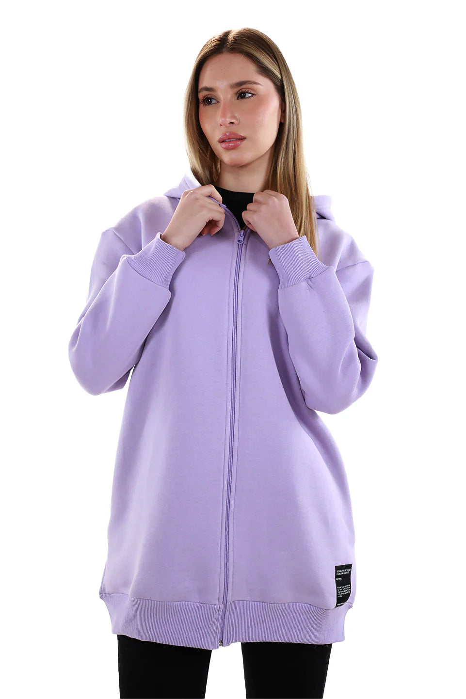 Long Purple Zippered Jacket Fleece Inside