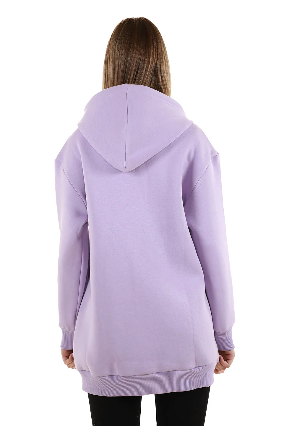 Long Purple Zippered Jacket Fleece Inside