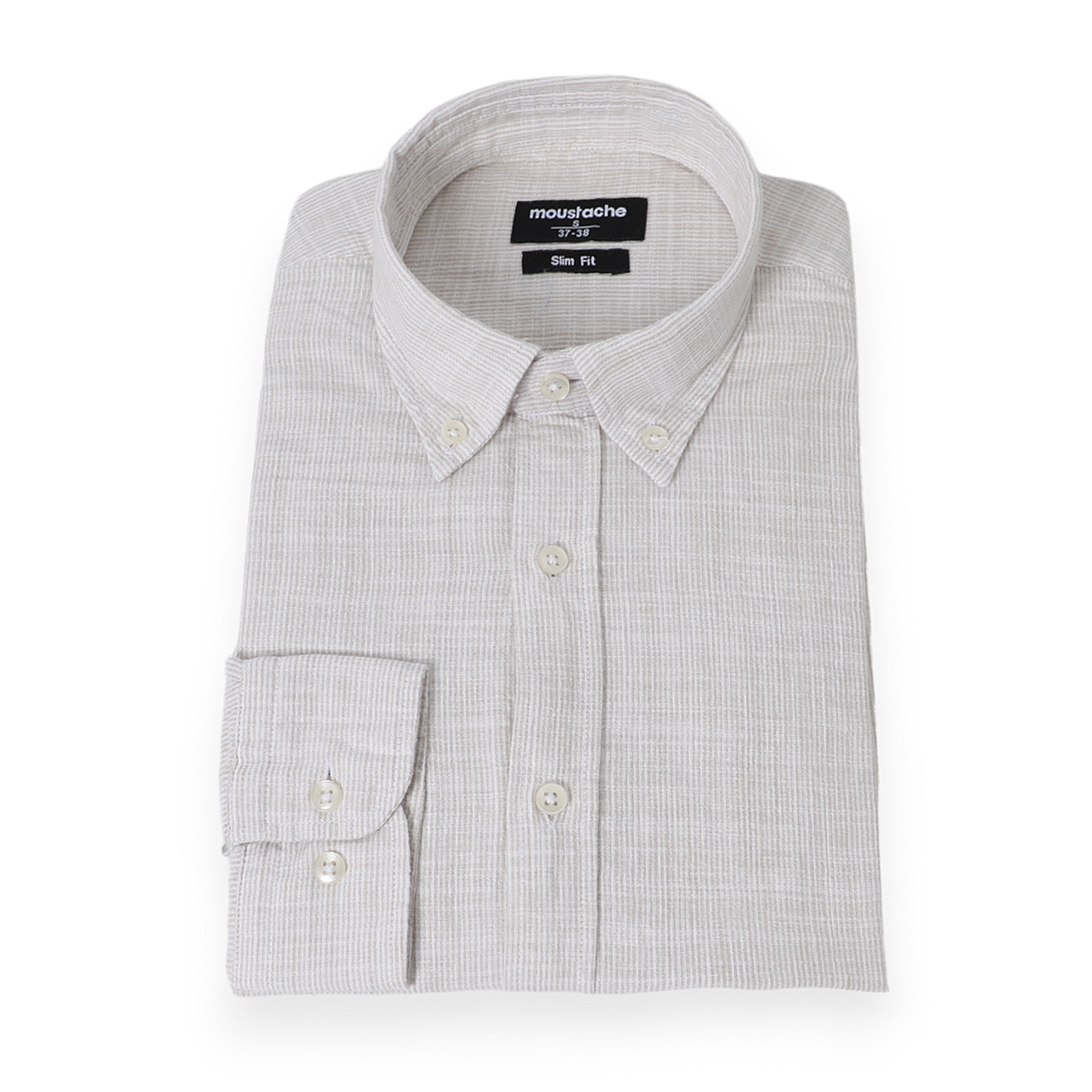 Men Beige Classic Slim Fit Shirt With Side Pockets