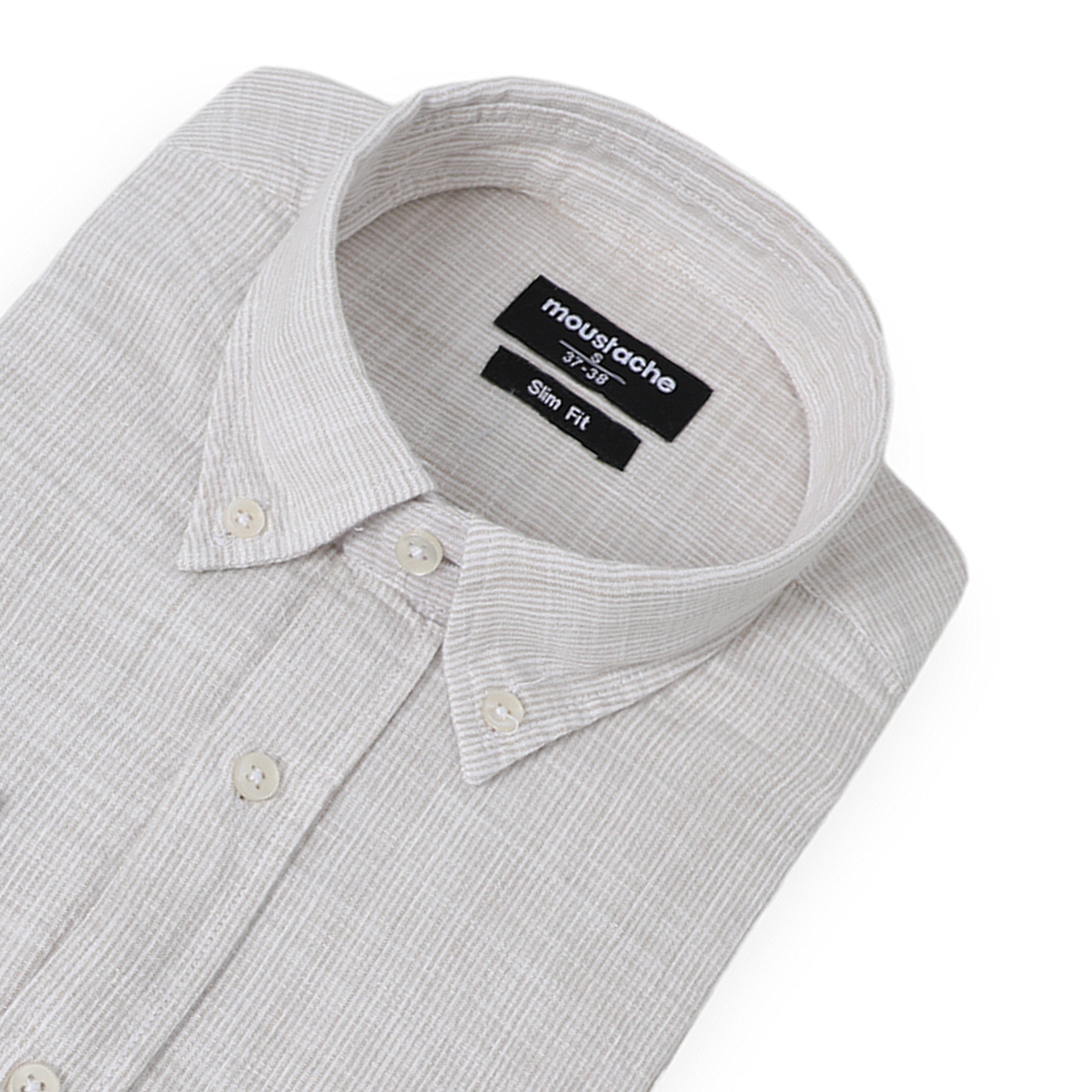 Men Beige Classic Slim Fit Shirt With Side Pockets