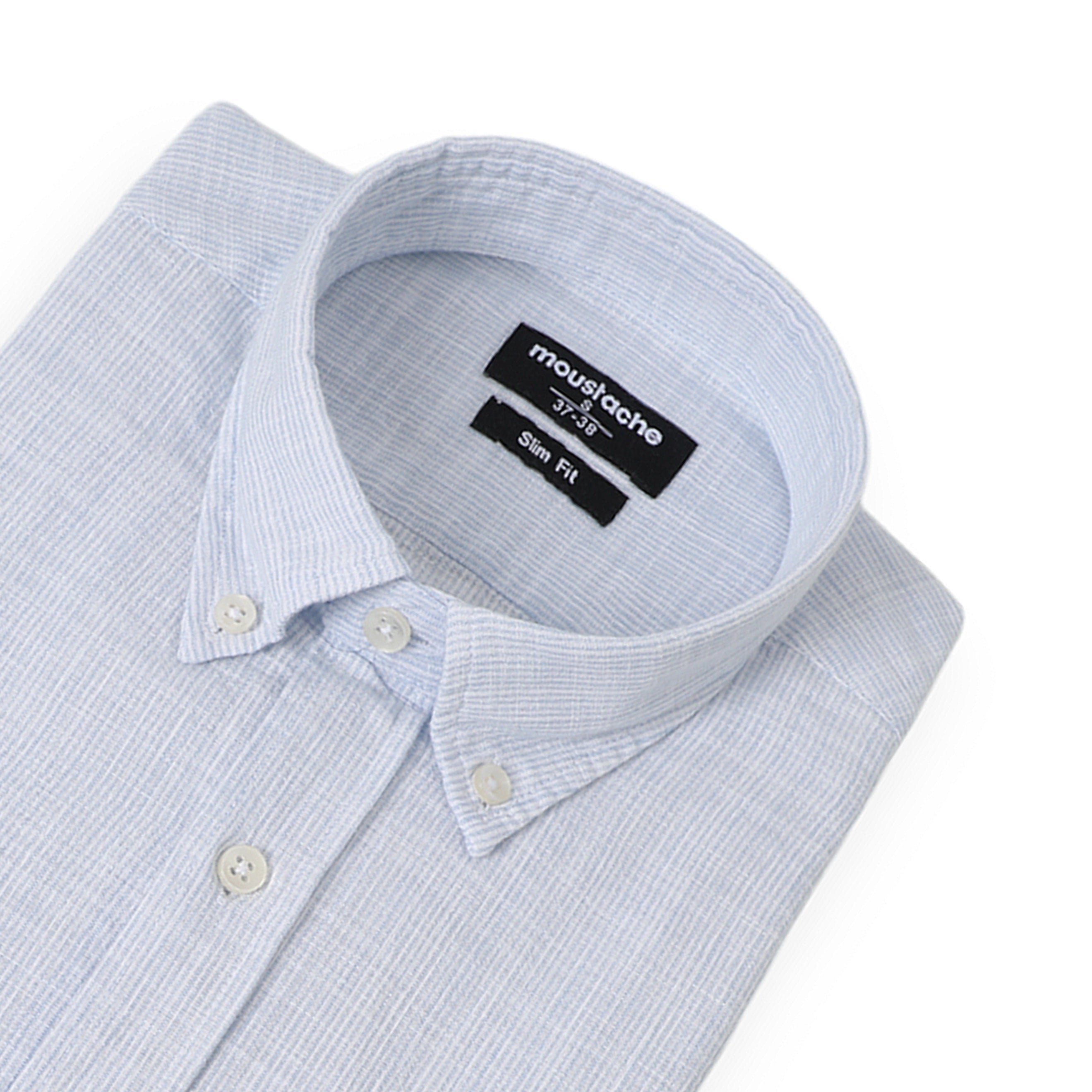 Men Blue Classic Slim Fit Shirt With Side Pockets
