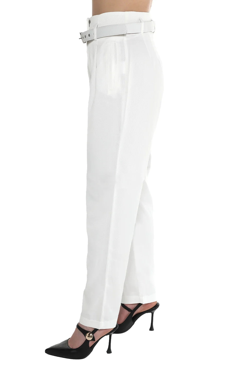 White Belted Classic Pant