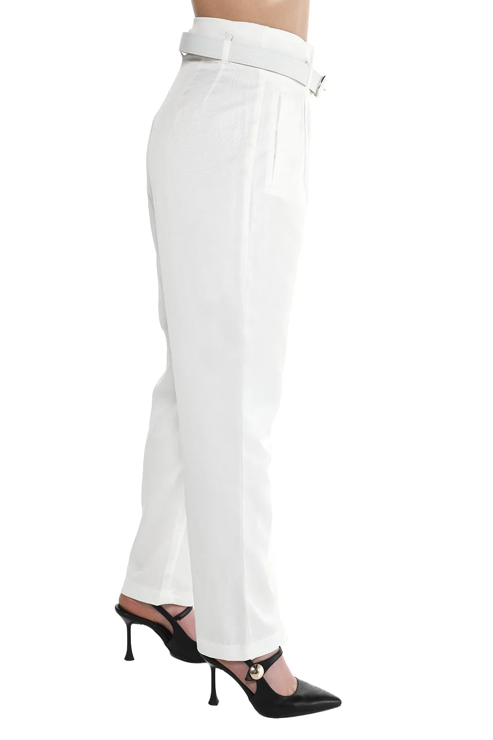White Belted Classic Pant