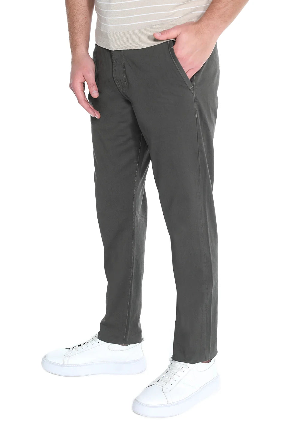 Chino Olive Pant With Side Pockets