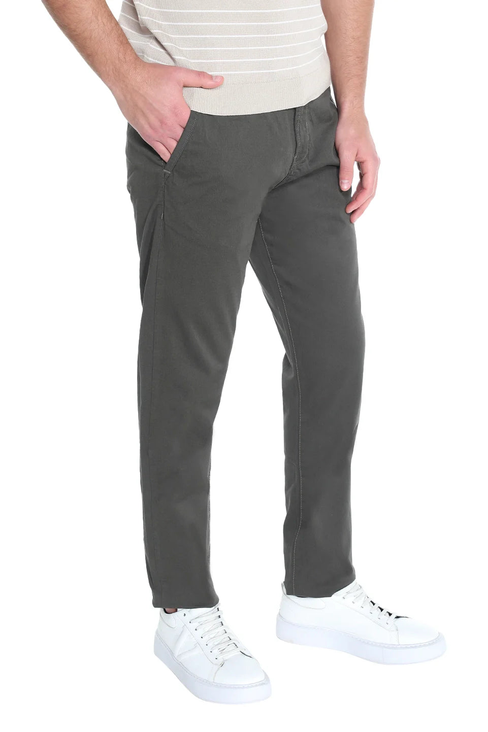 Chino Olive Pant With Side Pockets