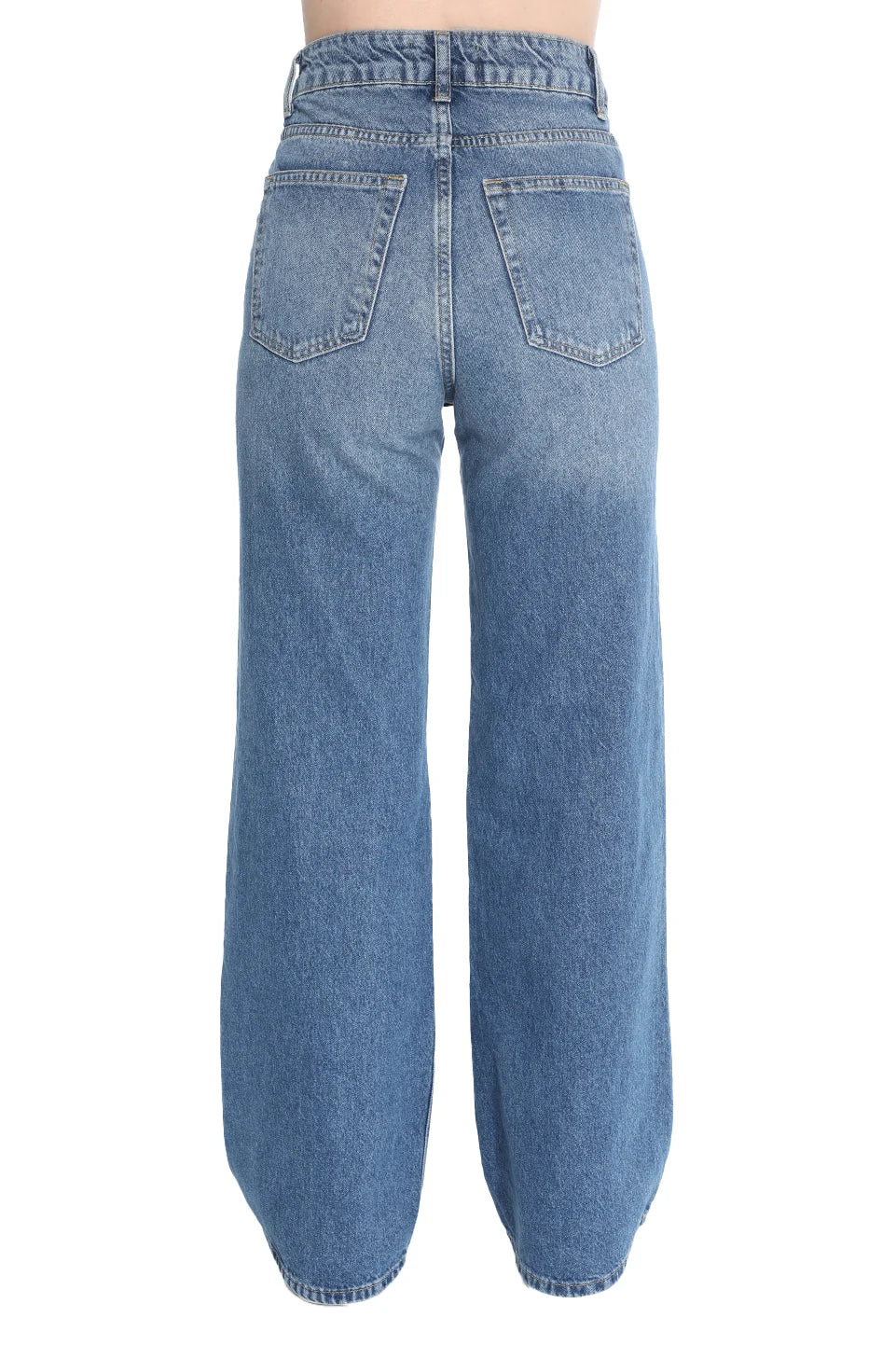 Wide Leg Ripped Dark Blue Jeans