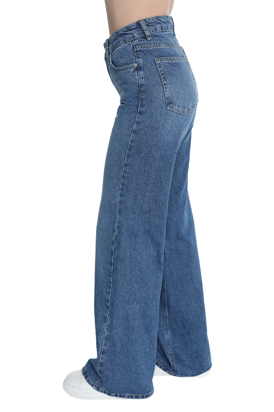Wide Plain Loose Fit Blue Jeans