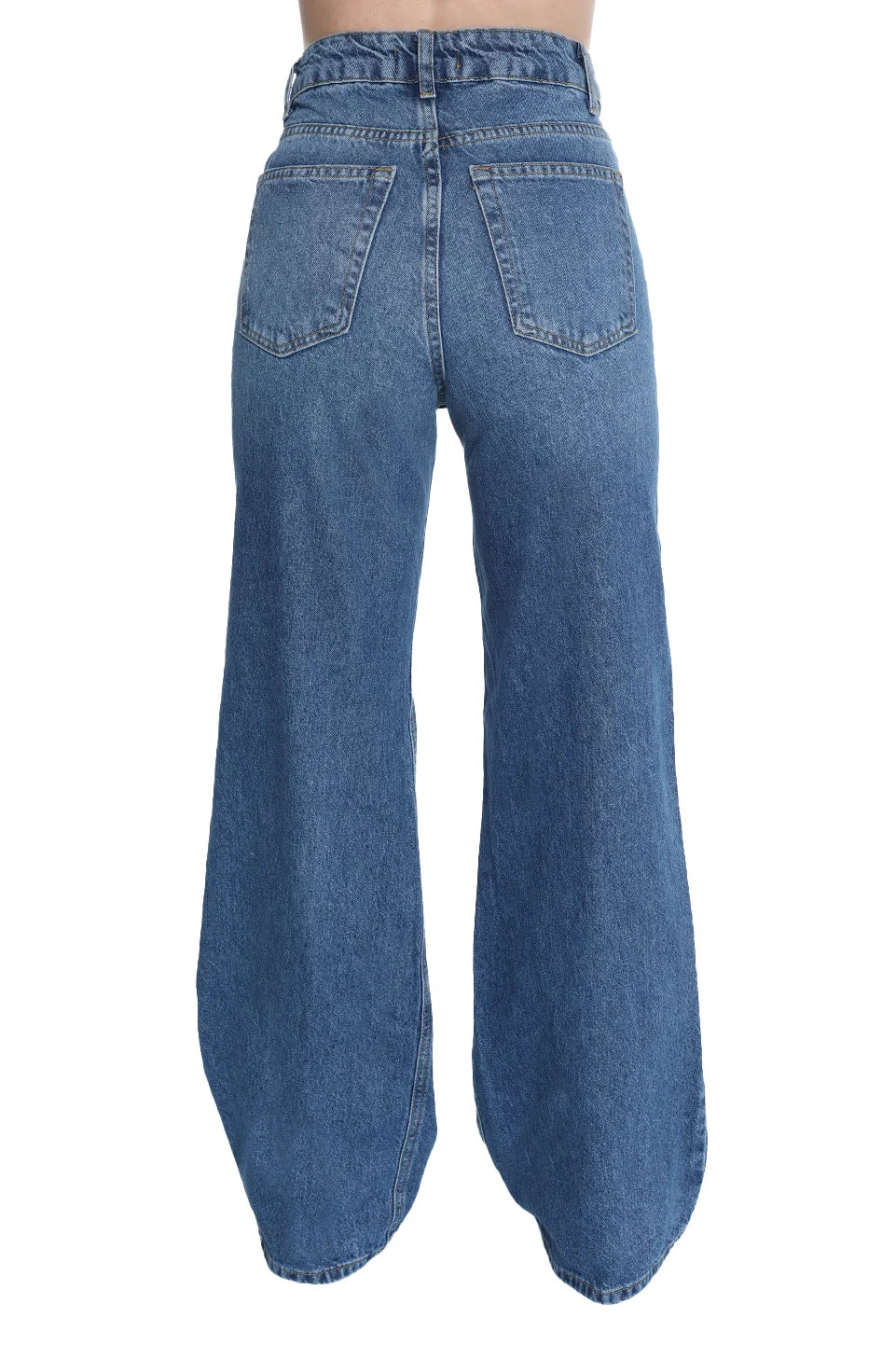 Wide Plain Loose Fit Blue Jeans