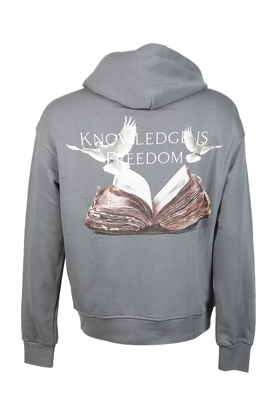 White Hoodie With Grey Printed Design