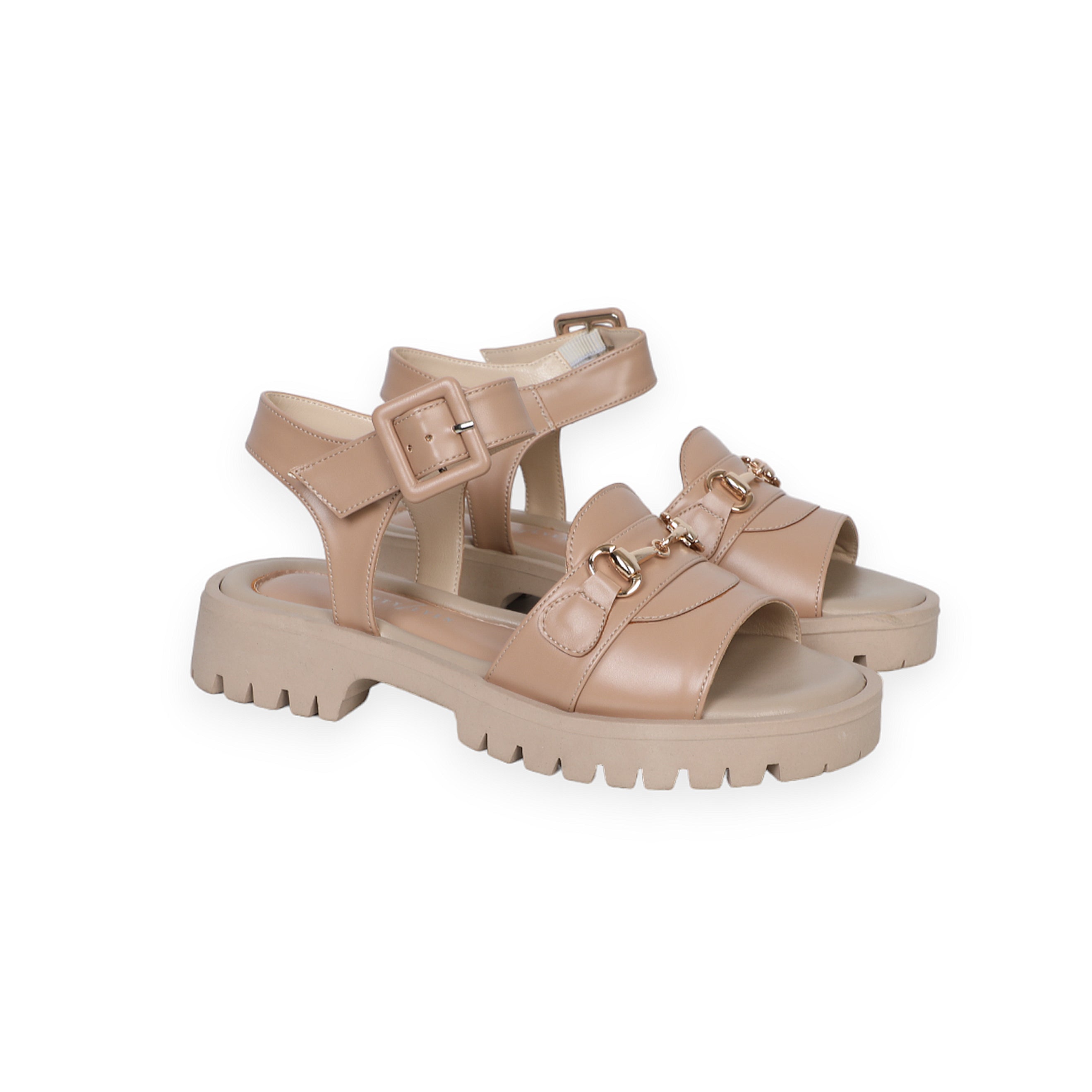 Camel Women Sandals With Sole Ankle Strap