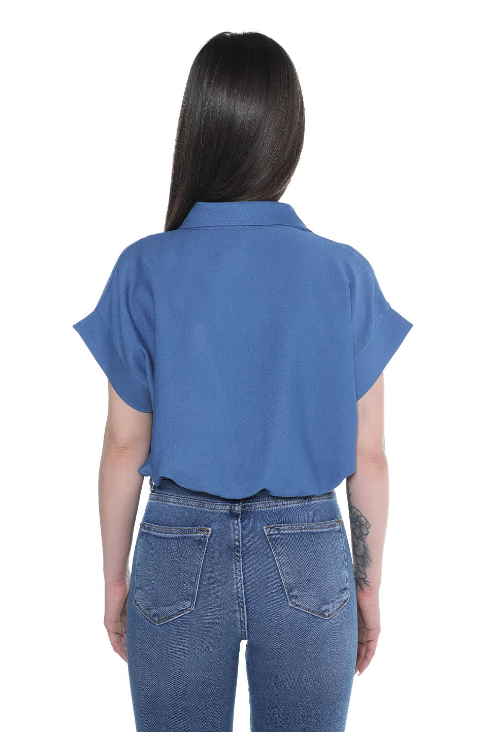 Short Sleeve Crop Blue Shirt