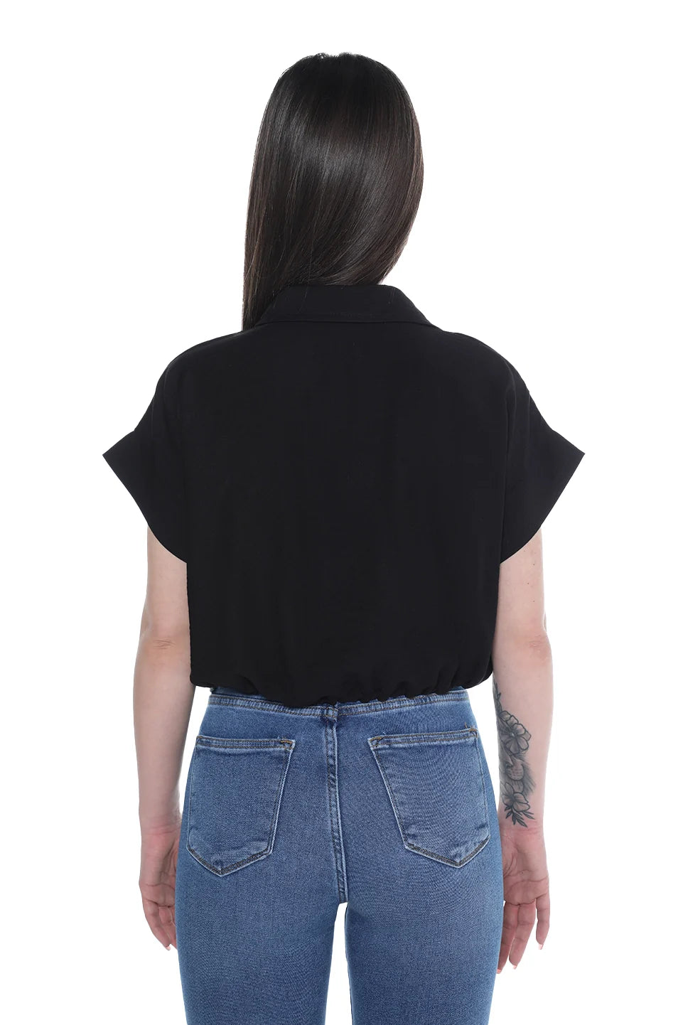 Short Sleeve Crop Black Shirt