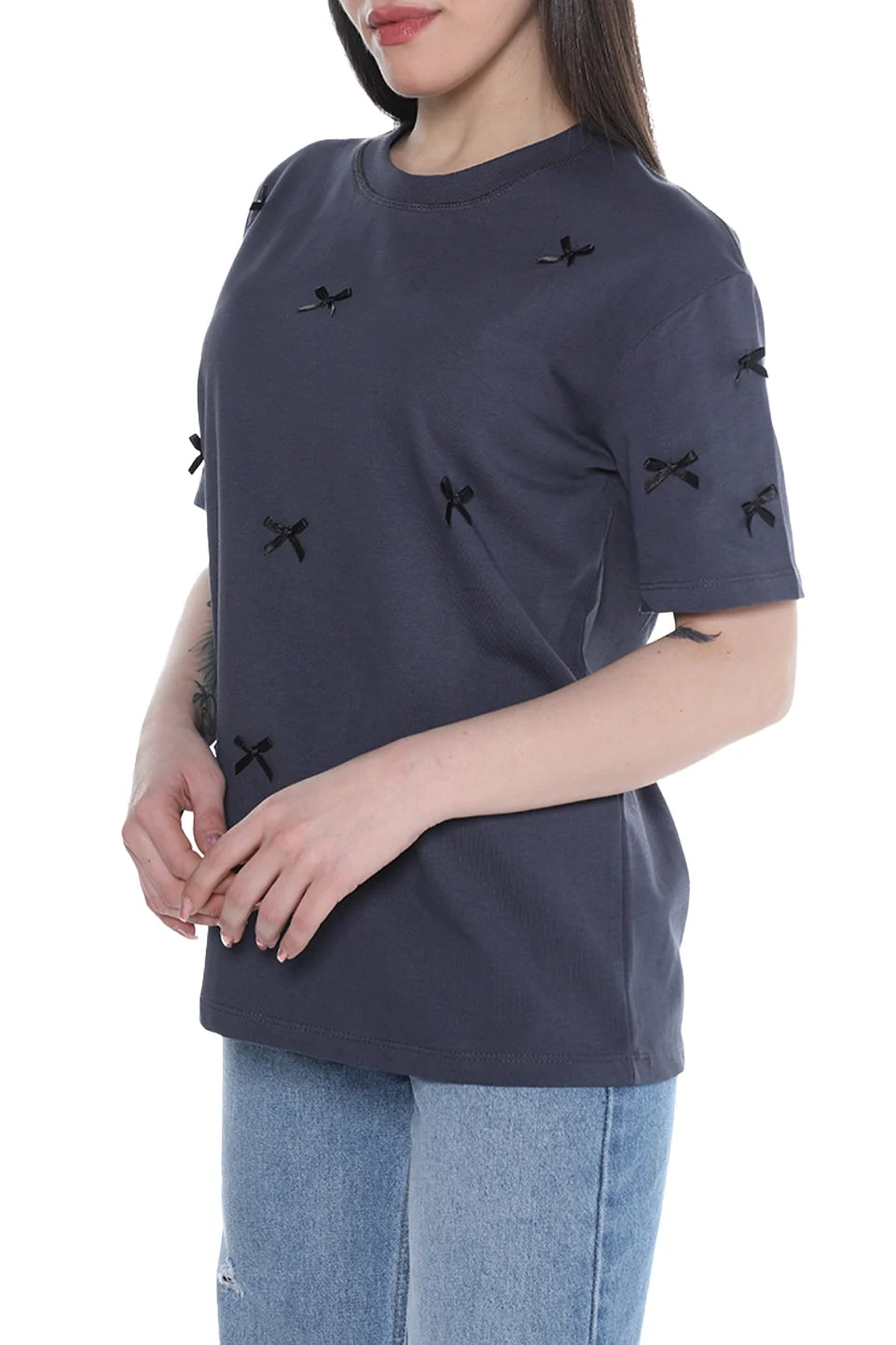 Navy Cotton T-shirt With Design