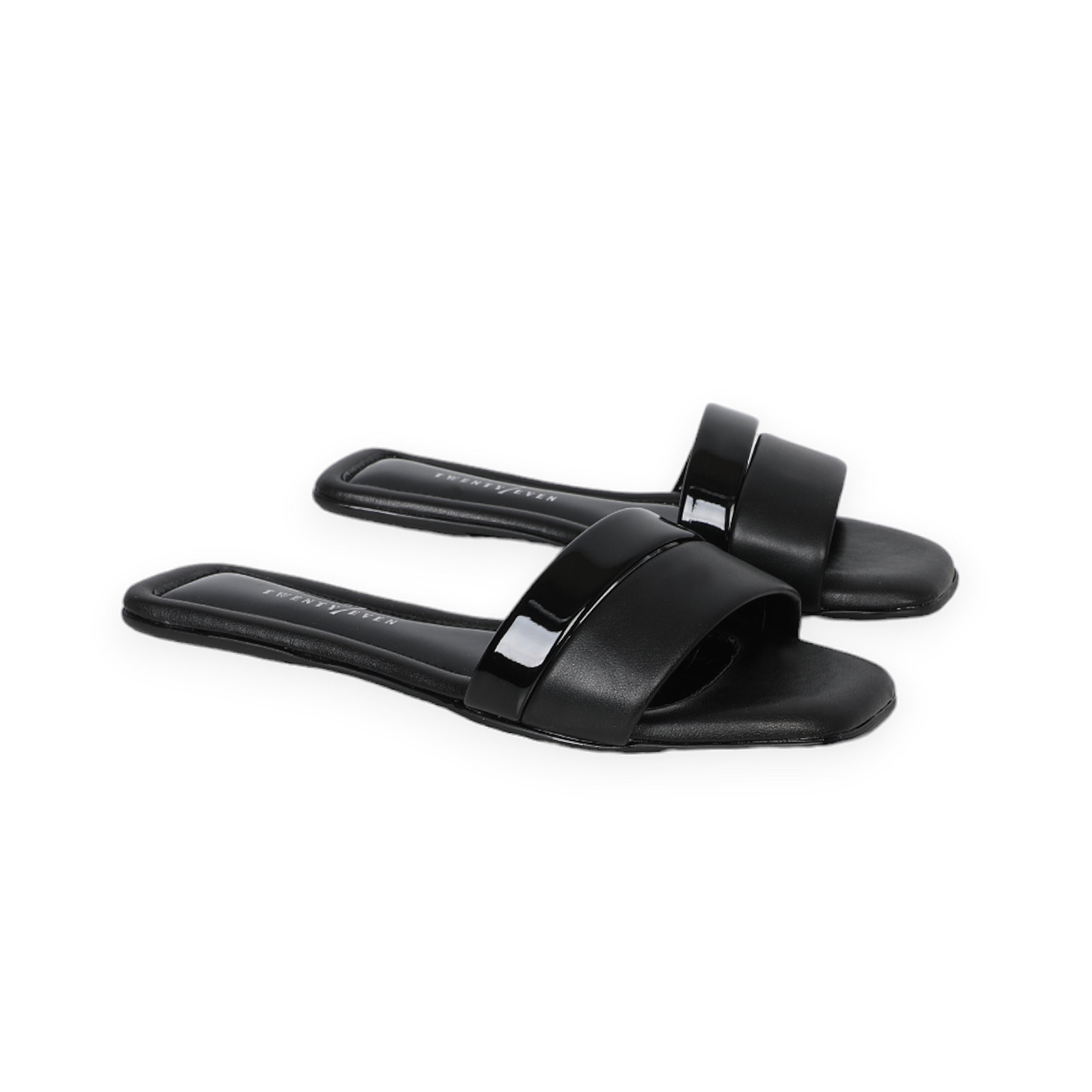 Flat Black Stylish Slipper Open Toes