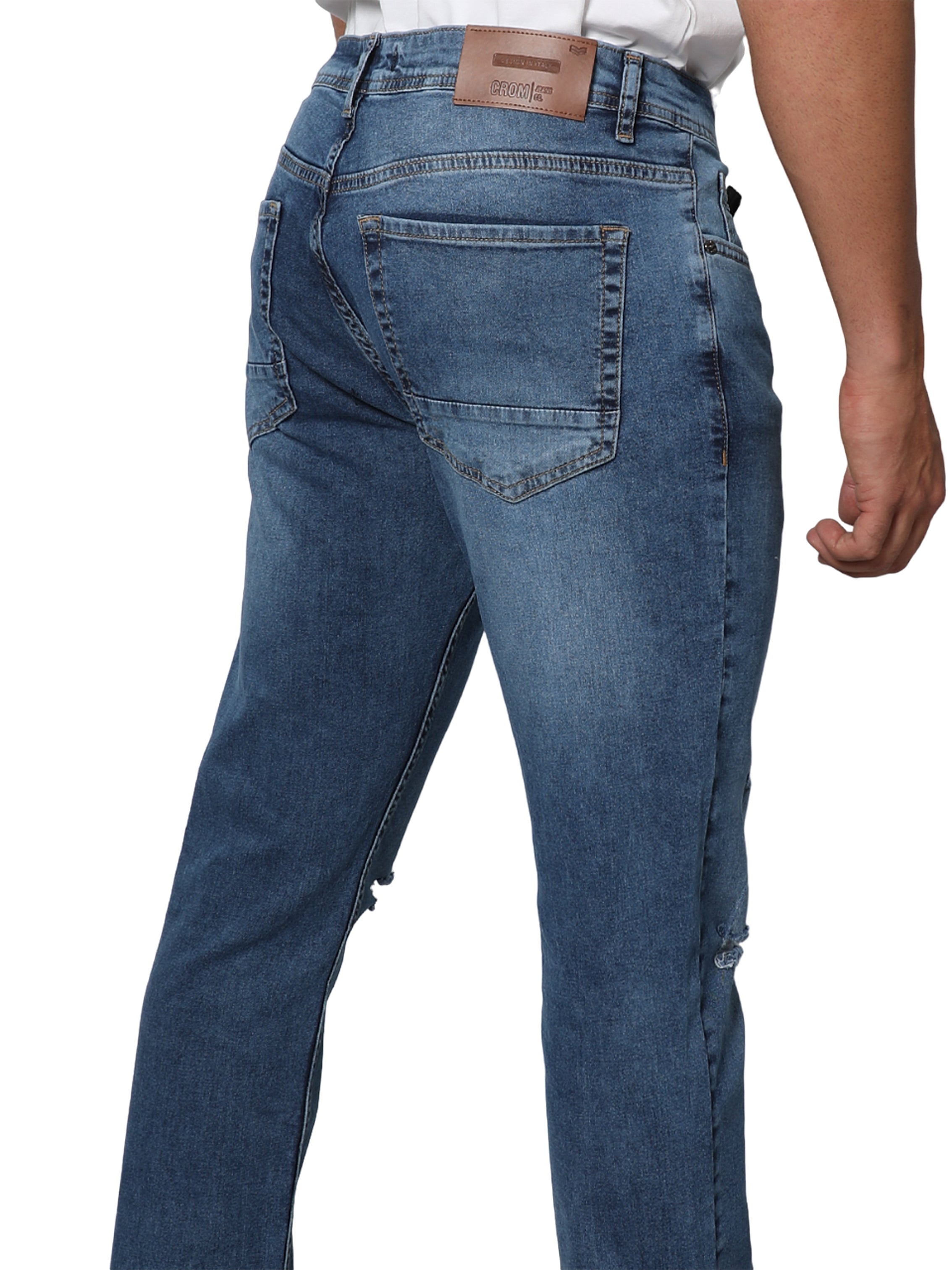 Men Skinny Denim Jeans With Ripped Design