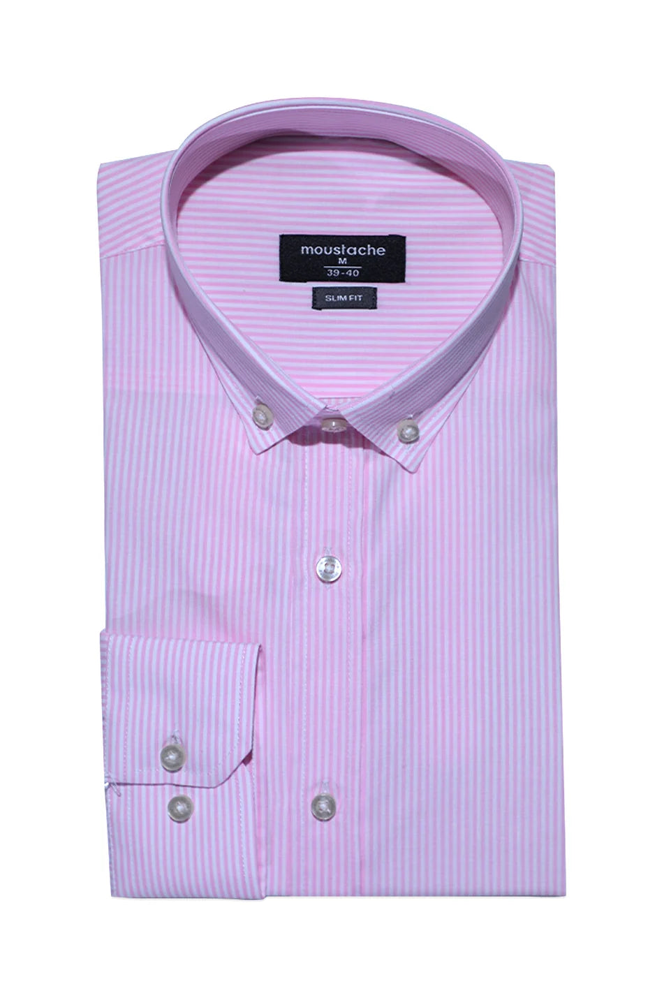Pink Long-Sleeved Striped Shirt