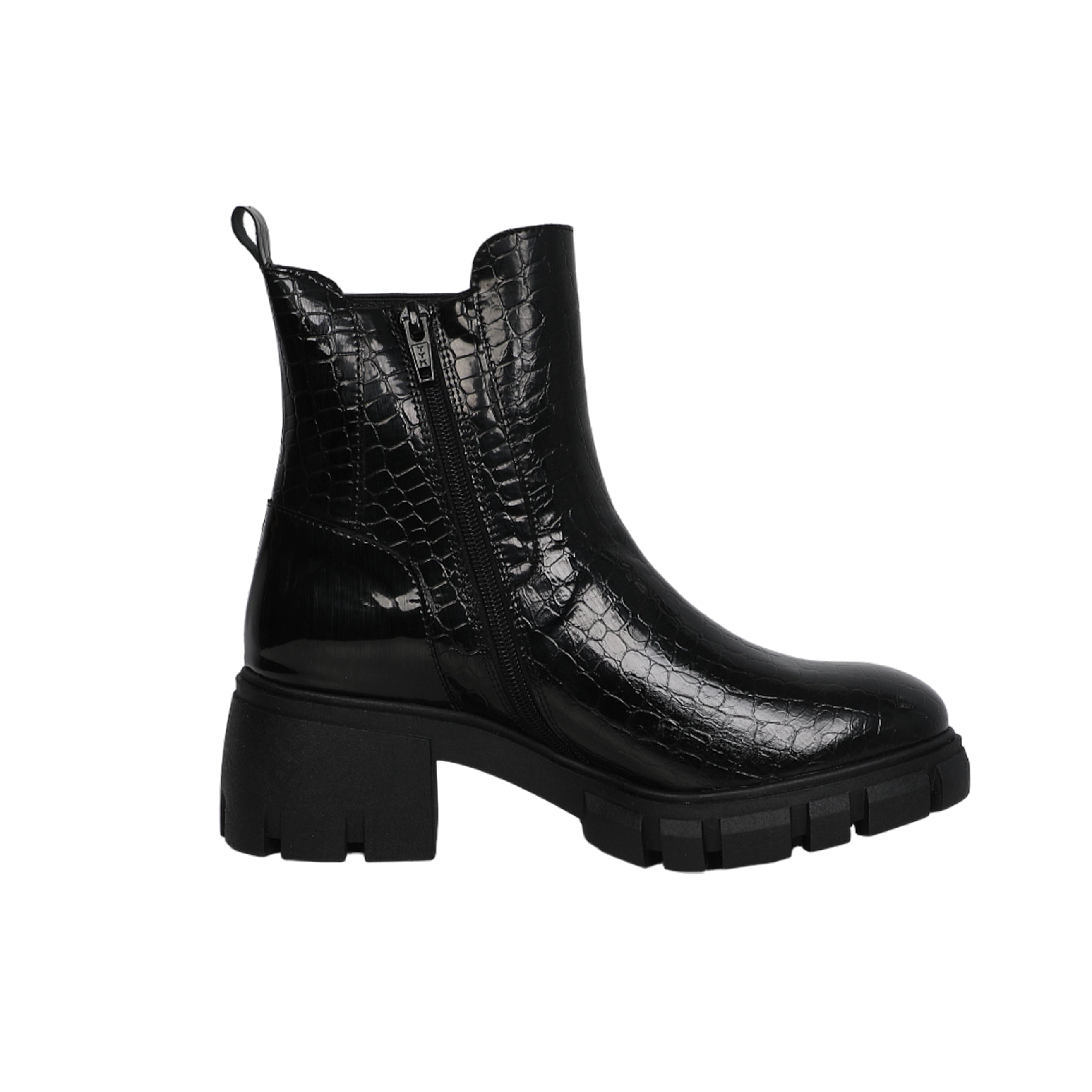 Women black crocodile leather boots