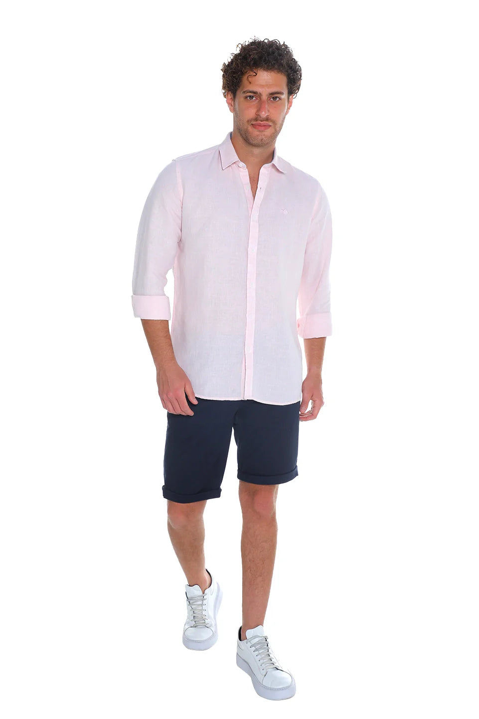 Long Sleeved Light Pink Linen Shirt