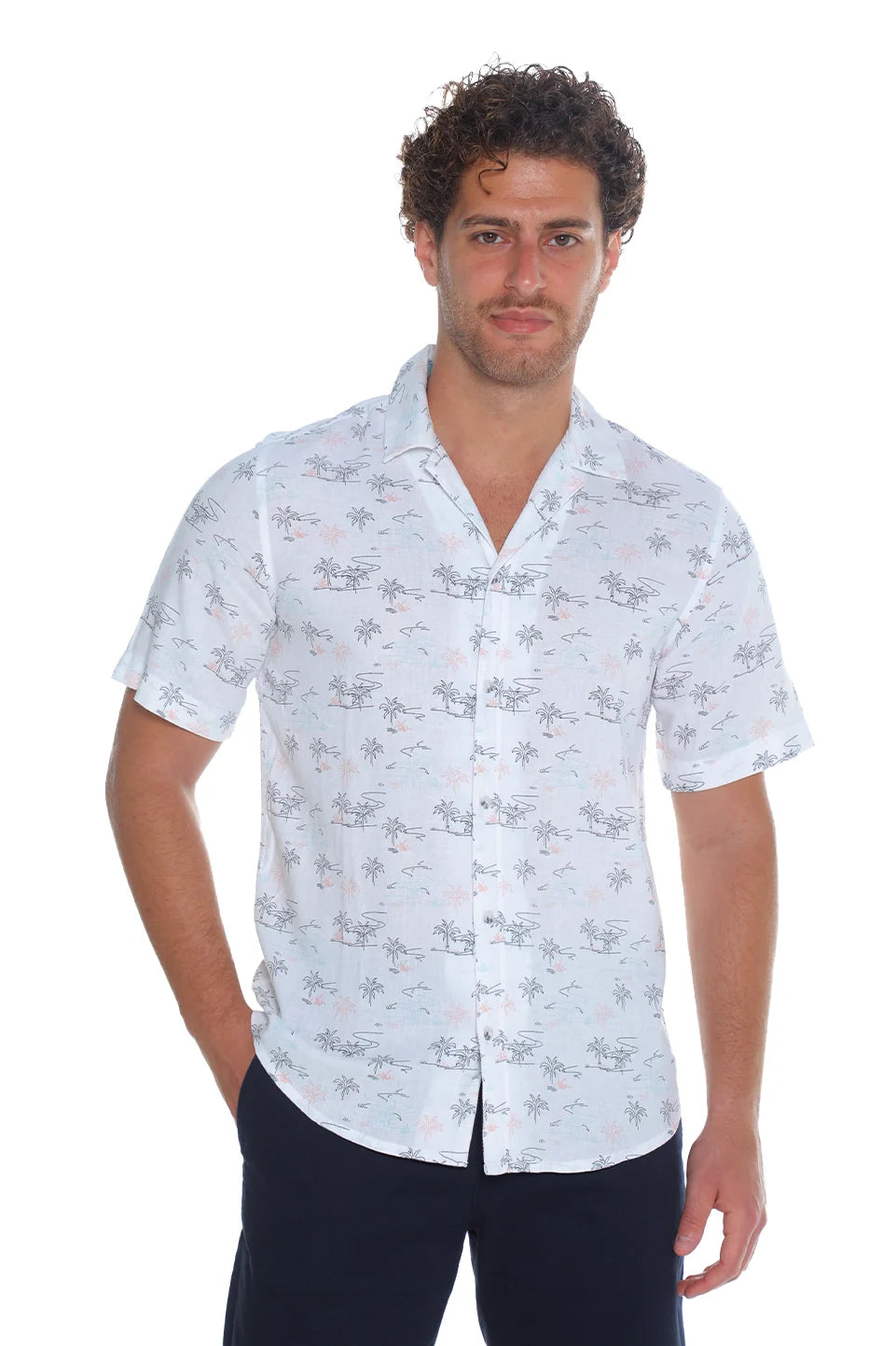 Tom Tailor Regular Fit Short Sleeve White Shirt With Linen Content
