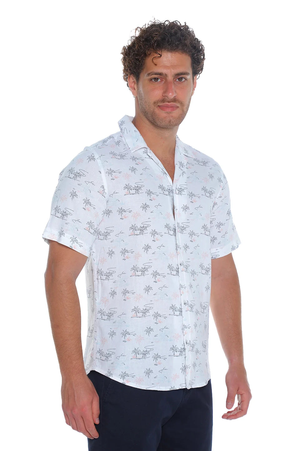 Tom Tailor Regular Fit Short Sleeve White Shirt With Linen Content