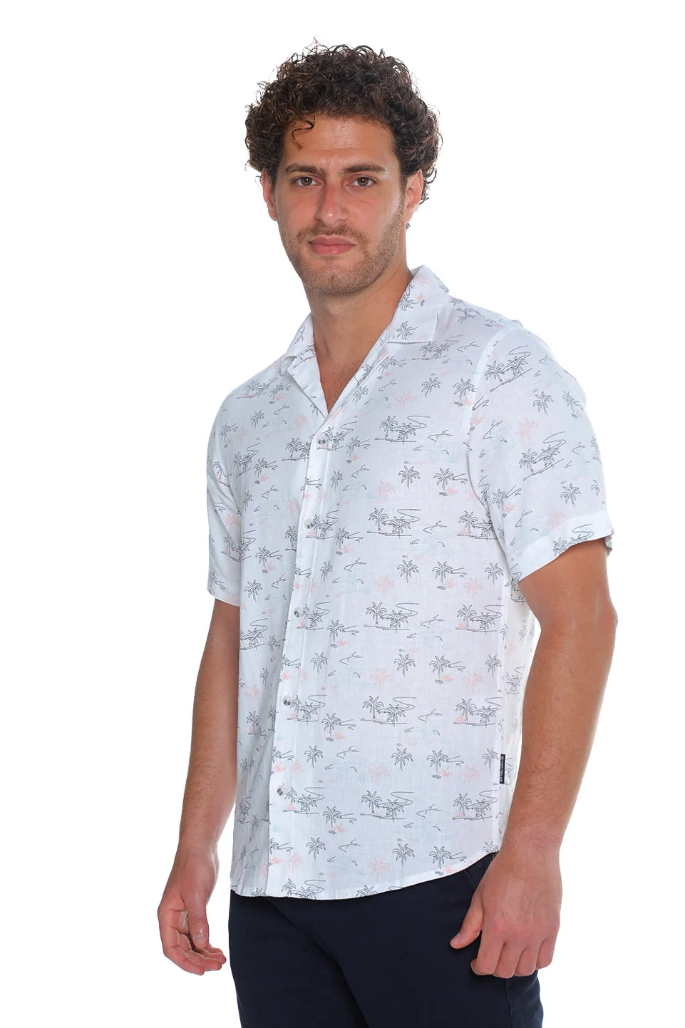Tom Tailor Regular Fit Short Sleeve White Shirt With Linen Content