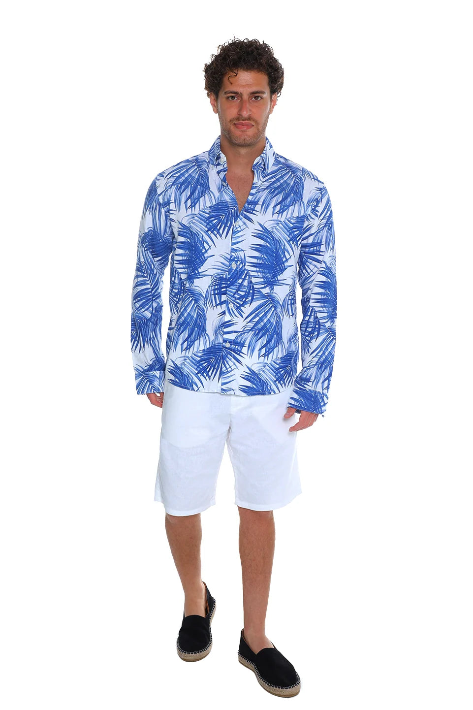 Tom Tailor Relaxed Fit White Blue Shirt With Linen Content