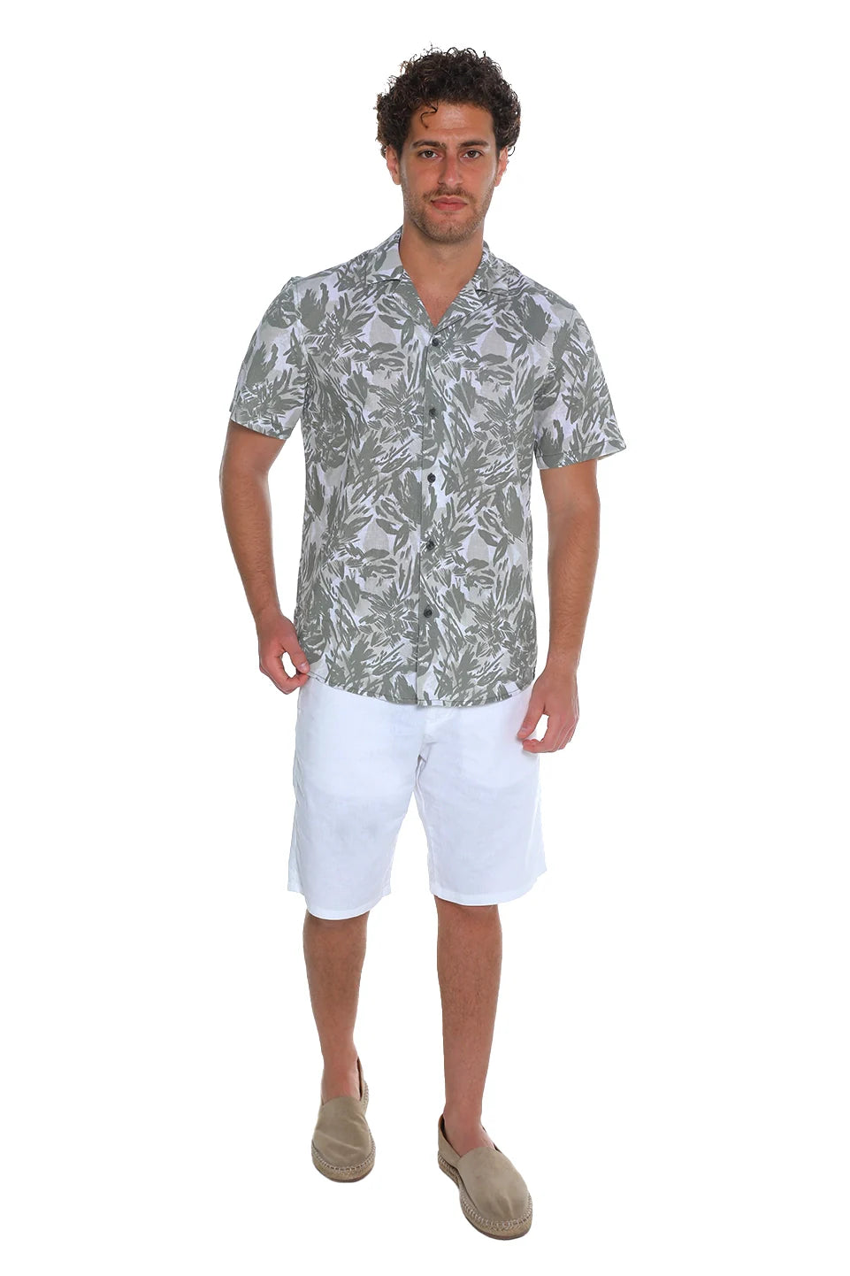 Tom Tailor Short Sleeved Olive Printed Shirt